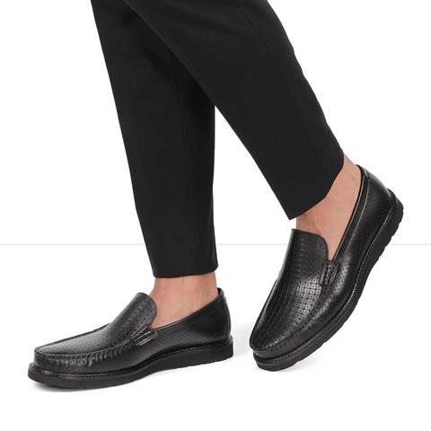 Erkek Siyah Deri Loafer