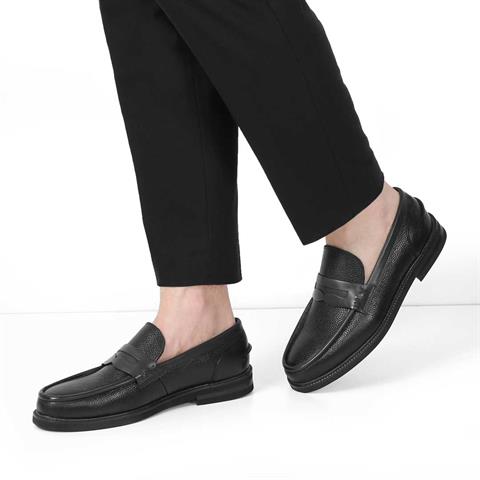 Erkek Siyah Deri Loafer