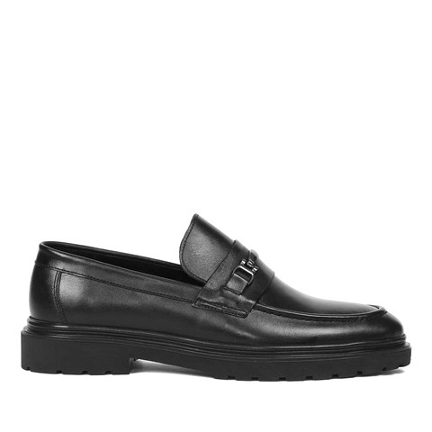 Erkek Siyah Deri Loafer