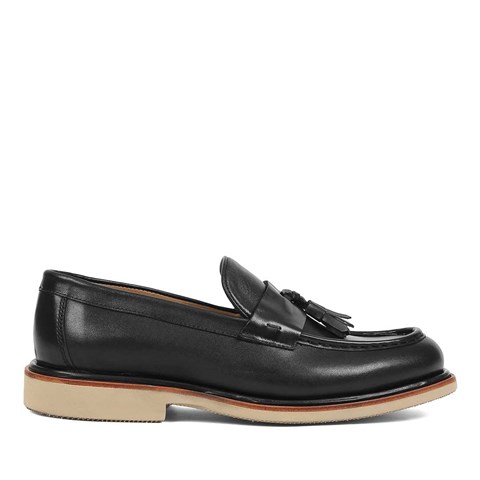 Erkek Siyah Deri Loafer