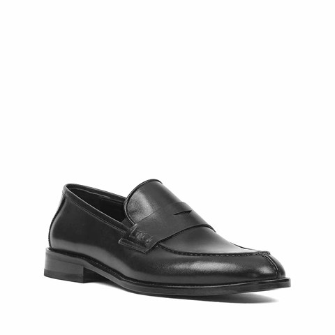 Erkek Siyah Deri Loafer