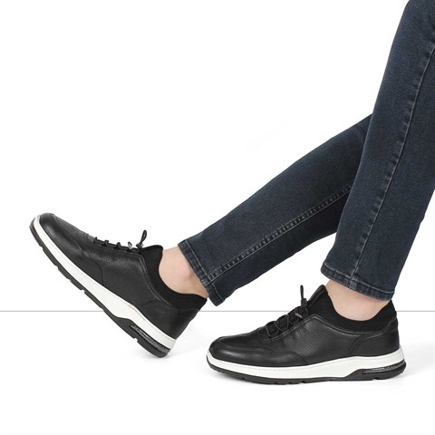 Erkek Siyah Deri Sneaker