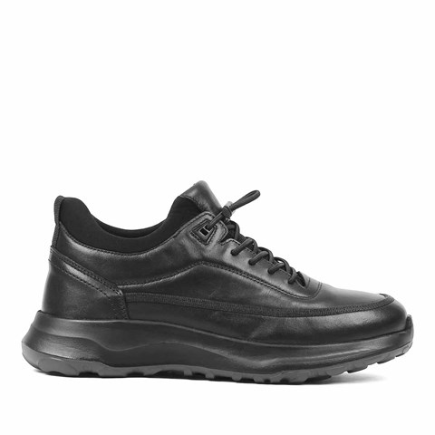 Celal Gültekin Erkek Siyah Deri Sneaker