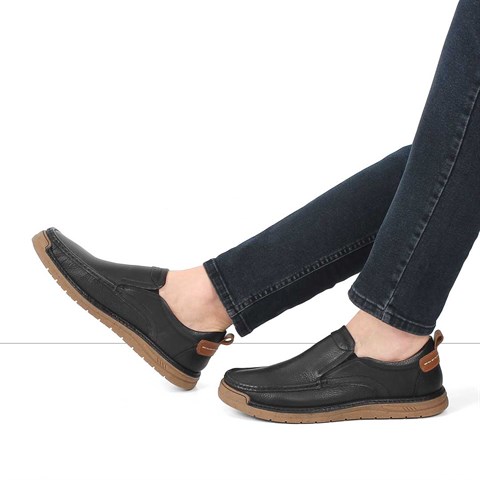 Erkek Siyah Deri Sneaker