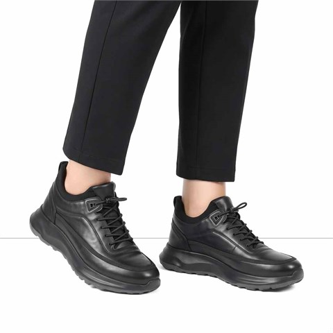 Erkek Siyah Deri Sneaker