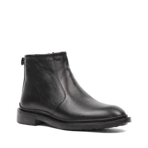 Erkek Siyah Fermuarlı Deri Bot