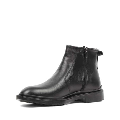 Erkek Siyah Fermuarlı Deri Bot