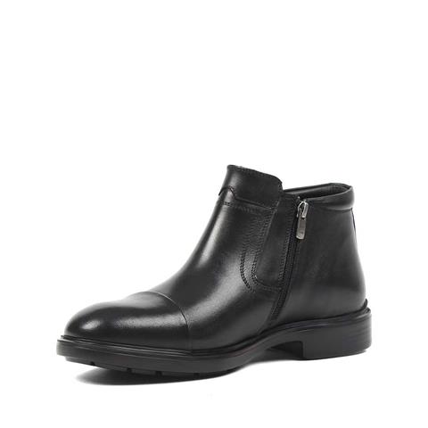 Erkek Siyah Fermuarlı Klasik Deri Bot