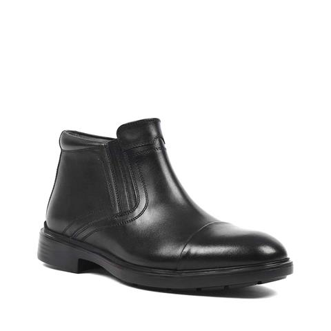 Erkek Siyah Fermuarlı Klasik Deri Bot