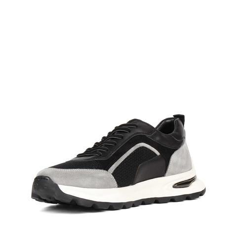 Erkek Siyah Gri Bağcıklı Süet Deri Sneaker
