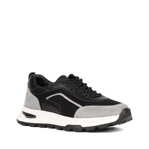 Erkek Siyah Gri Bağcıklı Süet Deri Sneaker