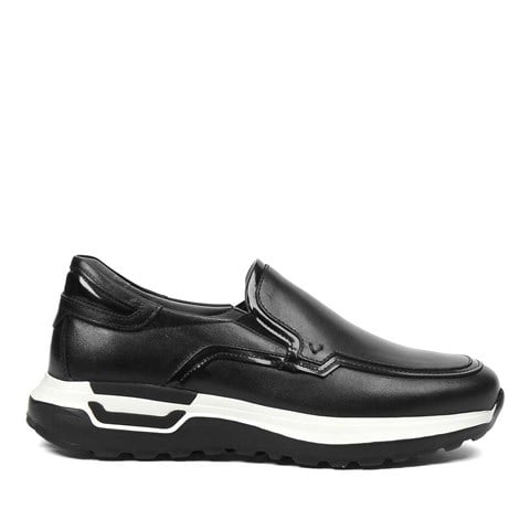 Erkek Siyah Kalın Tabanlı Deri Ayakkabı