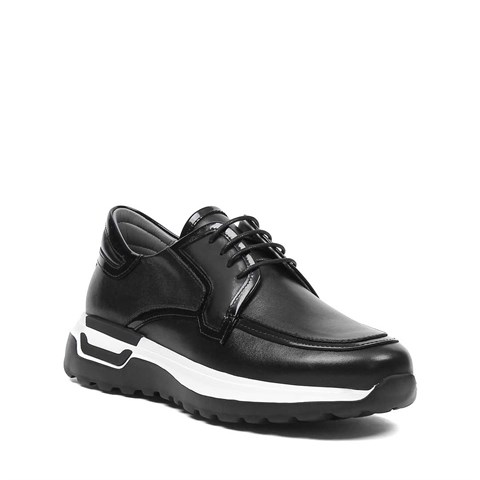 Erkek Siyah Kalın Tabanlı Deri Ayakkabı