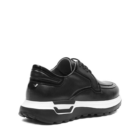 Erkek Siyah Kalın Tabanlı Deri Ayakkabı