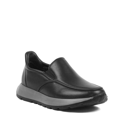 Erkek Siyah Kalın Tabanlı Deri Ayakkabı