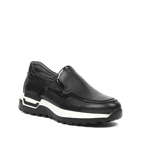 Erkek Siyah Kalın Tabanlı Deri Ayakkabı