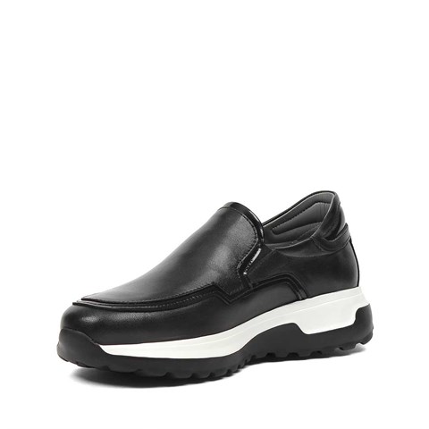 Erkek Siyah Kalın Tabanlı Deri Ayakkabı