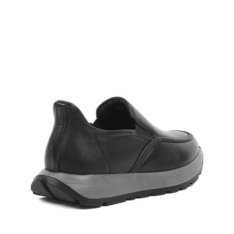 Erkek Siyah Kalın Tabanlı Deri Ayakkabı