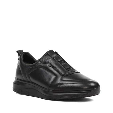 Erkek Siyah Kalın Tabanlı Deri Günlük Ayakkabı