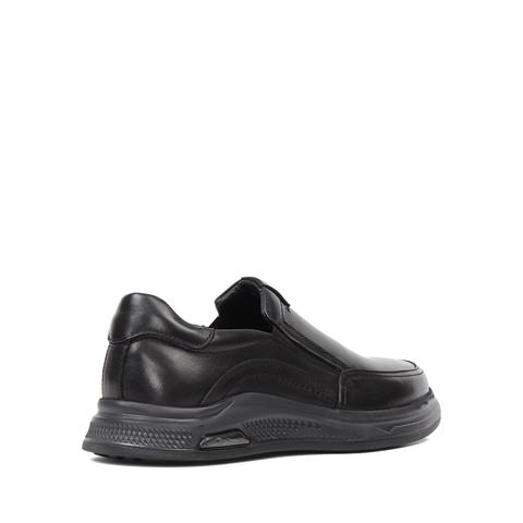 Erkek Siyah Kalın Tabanlı Deri Günlük Ayakkabı