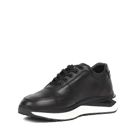 Erkek Siyah Kalın Tabanlı Deri Sneaker