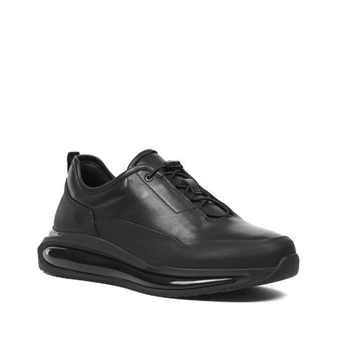 Erkek Siyah Kalın Tabanlı Deri Sneaker