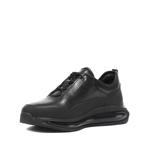 Erkek Siyah Kalın Tabanlı Deri Sneaker
