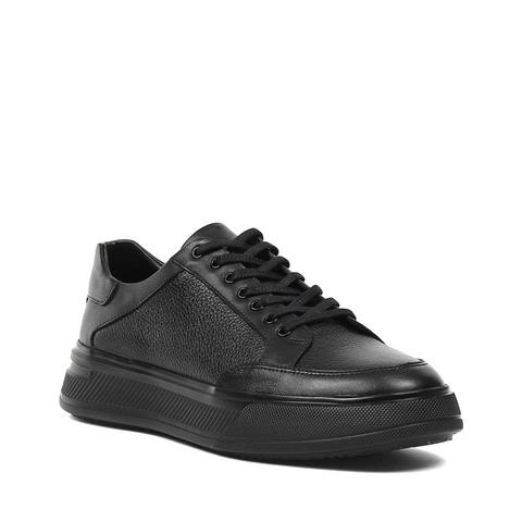 Erkek Siyah Kalın Tabanlı Deri Sneaker