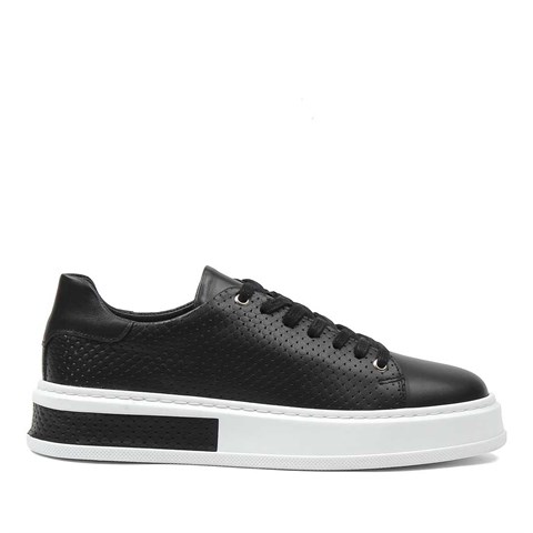 Celal Gültekin Erkek Siyah Kalın Tabanlı Deri Sneaker