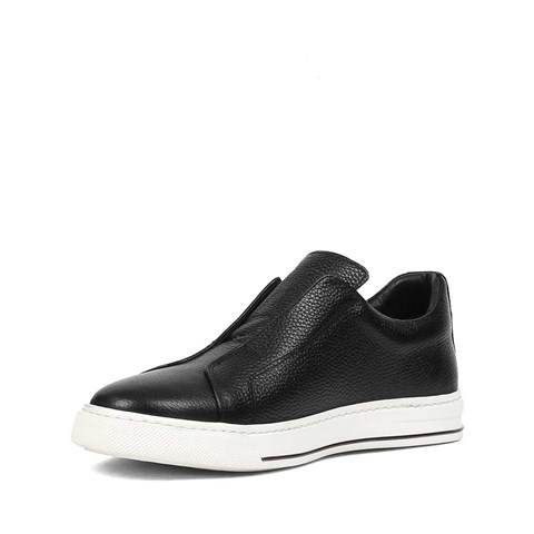 Erkek Siyah Kalın Tabanlı Deri Sneaker