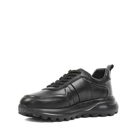 Erkek Siyah Kalın Tabanlı Deri Sneaker