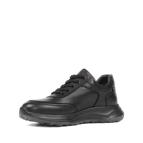 Erkek Siyah Kalın Tabanlı Deri Sneaker