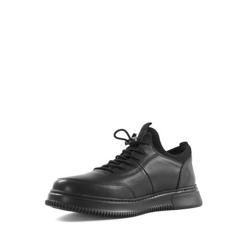 Erkek Siyah Kalın Tabanlı Deri Sneaker