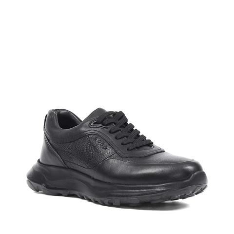 Erkek Siyah Kalın Tabanlı Deri Sneaker