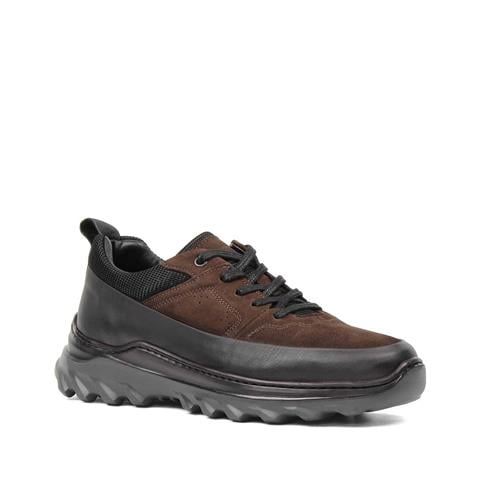 Erkek Kahverengi Kalın Tabanlı Nubuk Deri Ayakkabı