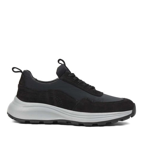 Erkek Siyah Kalın Tabanlı Nubuk Deri Sneaker