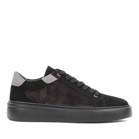 Celal Gültekin Erkek Siyah Kalın Tabanlı Nubuk Deri Sneaker