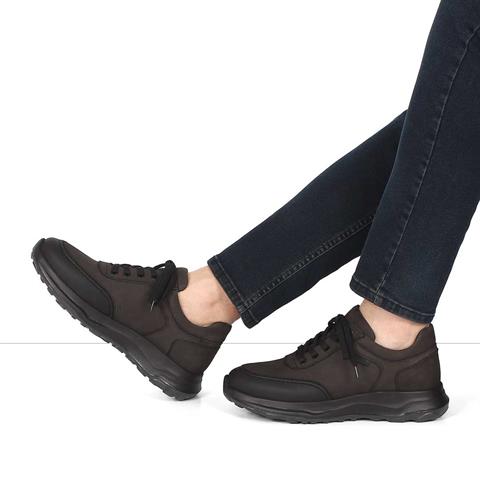 Erkek Siyah Kalın Tabanlı Nubuk Deri Sneaker