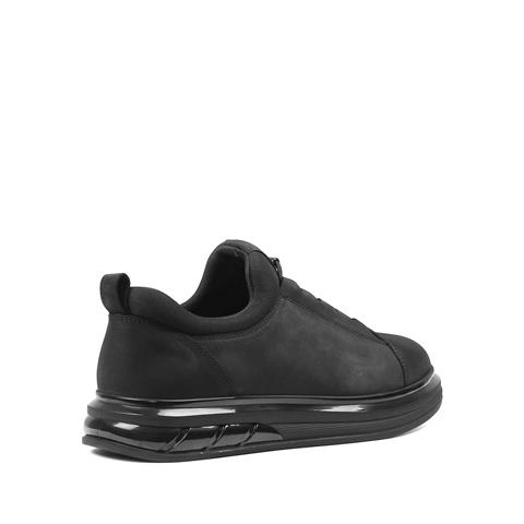 Erkek Siyah Kalın Tabanlı Nubuk Deri Sneaker