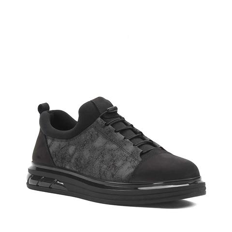 Erkek Siyah Kalın Tabanlı Nubuk Deri Sneaker