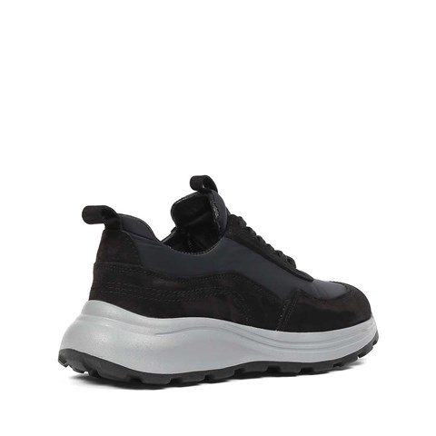 Erkek Siyah Kalın Tabanlı Nubuk Deri Sneaker