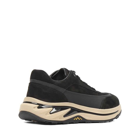 Erkek Siyah Kalın Tabanlı Nubuk Deri Sneaker