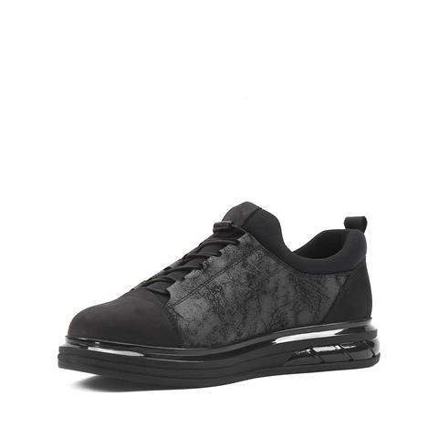 Erkek Siyah Kalın Tabanlı Nubuk Deri Sneaker