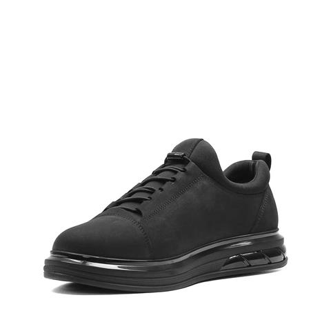 Erkek Siyah Kalın Tabanlı Nubuk Deri Sneaker
