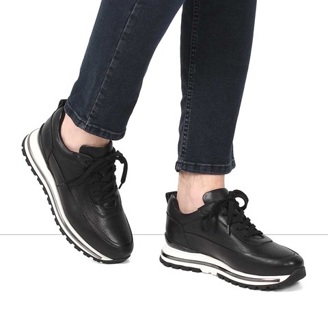 Erkek Siyah Kalın Tabanlı Sneaker