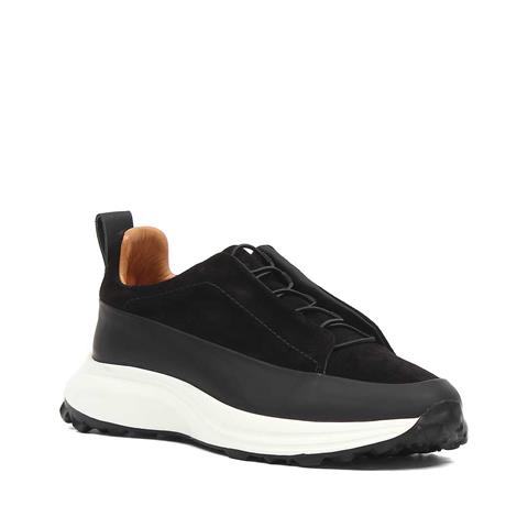 Erkek Siyah Kalın Tabanlı Süet Deri Sneaker