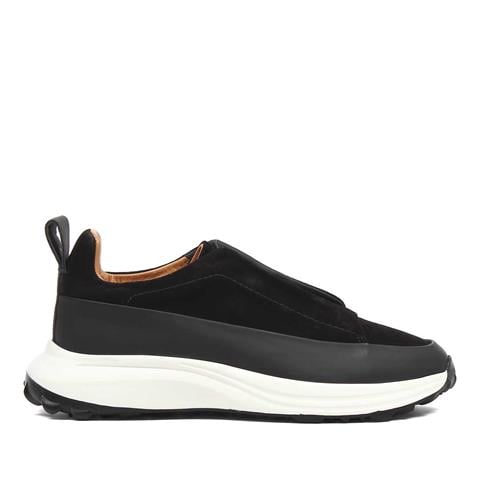 Erkek Siyah Kalın Tabanlı Süet Deri Sneaker