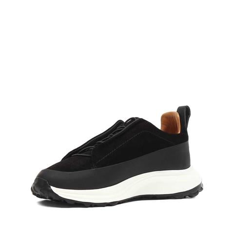 Erkek Siyah Kalın Tabanlı Süet Deri Sneaker