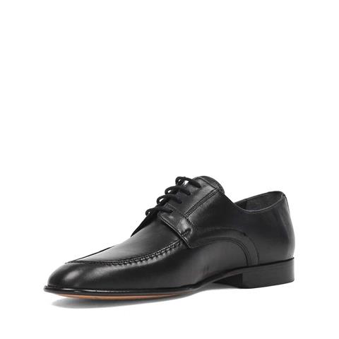 Erkek Siyah Kösele Bağcıklı Deri Klasik Ayakkabı