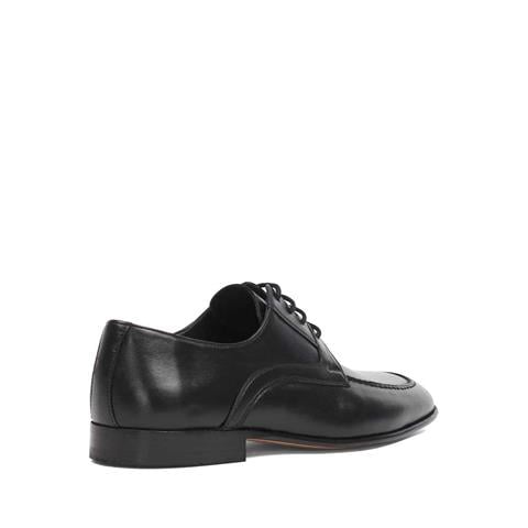 Erkek Siyah Kösele Bağcıklı Deri Klasik Ayakkabı